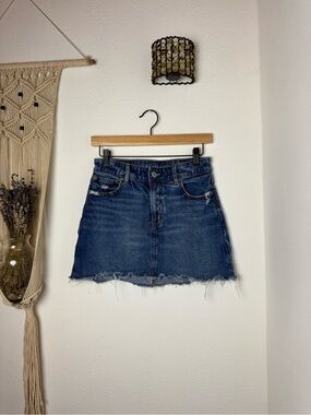 American Eagle Outfitters Dark Blue Distressed Denim Mini Skirt